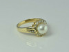 Vintage 14K Yellow Gold Pearl and Diamond Ring Size 6.25 Circa 1960 4.6 g