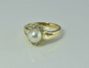 Vintage 14K Yellow Gold Pearl and Diamond Ring Size 6.25 Circa 1960 4.6 g
