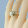 Vintage 14K Yellow Gold Pearl and Diamond Ring Size 6.25 Circa 1960 4.6 g