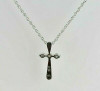 14K White Gold Diamond Cross on Double Linked Chain Circa 1990