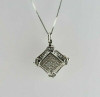 14K White Gold Diamond Pave Halo Pendant with Box Link Chain Circa 1990
