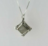 14K White Gold Diamond Pave Halo Pendant with Box Link Chain Circa 1990