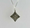 14K White Gold Diamond Pave Halo Pendant with Box Link Chain Circa 1990