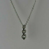 18K White Gold Diamond 3 Stone Necklace with Round Link Chain Circa 1990