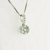 14K White Gold Diamond Rosette Pendant and Box Link Chain Circa 1980