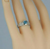 14K White Gold Blue Topaz and Diamond Pave Ring Size 6.5 Circa 1990