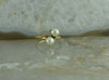 10K Modern 2 White Pearl Ring Bypass Shank Size 6 Circa 1970