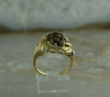 Vintage 10K Yellow Gold Round Smoky Quartz Floral Bypass Ring Size 7 Circa 1960