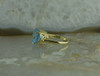 10K Yellow Gold Blue Stone Ring Heart Shaped Gold Side Mounts Size 7