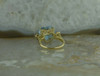 10K Yellow Gold Blue Stone Ring Heart Shaped Gold Side Mounts Size 7