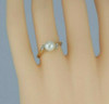 14K Yellow Gold 7mm White Pearl Ring with 2 Diamond Accents Size 7