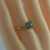 10K Yellow Gold Emerald Rosette and Diamond Accent Ring Size 6.75 Circa 1980