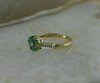 10K Yellow Gold Emerald Rosette and Diamond Accent Ring Size 6.75 Circa 1980