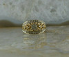 10K Yellow Gold Cast Foliage Diamond Band Size 7 Circa 1980