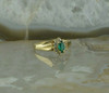 10K Yellow Gold Synthetic Emerald Diamond Halo Ring Size 6.5