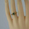 10K Yellow Gold Synthetic Emerald Diamond Halo Ring Size 6.5