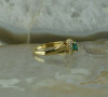 10K Yellow Gold Synthetic Emerald Diamond Halo Ring Size 6.5