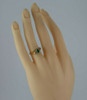 10K Yellow Gold Synthetic Emerald Diamond Halo Ring Size 6.5