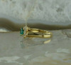 10K Yellow Gold Synthetic Emerald Diamond Halo Ring Size 6.5