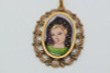 19.2K Yellow Gold Enamelled Portrait Pendant with Filigree Border, Circa 1960