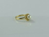 14K Yellow Gold White Pearl and Diamond Halo Ring Size 6.5 Circa 1970