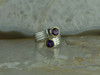 14K Yellow Gold and Sterling Silver Amethyst Bypass Ring Size 6