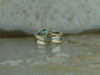 14K Yellow Gold & Sterling Silver Blue Topaz and Sapphire Modernist Ring Size 7