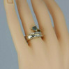 14K Yellow Gold & Sterling Silver Blue Topaz and Sapphire Modernist Ring Size 7