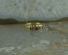 14K Yellow and White Gold European Art Deco Ruby Spinel and Crystal Ring Size 8.