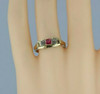 14K Yellow and White Gold European Art Deco Ruby Spinel and Crystal Ring Size 8.