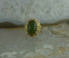 10K YG Nephrite Jade Ring Medium Dome Green Cabochon Size 4.25 Circa 1960
