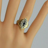 14K Yellow Gold 1 Ct Sapphire and Diamond Halo Ring Size 4.5 Circa 1970