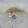 14K Yellow Gold Tanzanite and Diamond Halo Ring Size 6.5, Circa 1980