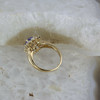 14K Yellow Gold Tanzanite and Diamond Halo Ring Size 6.5, Circa 1980