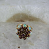 Vintage 14K Yellow Gold Ruby and Crystal Opal Cocktail Ring Size 6.25 Circa 1950