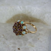 Vintage 14K Yellow Gold Ruby and Crystal Opal Cocktail Ring Size 6.25 Circa 1950