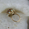 Vintage 14K Yellow Gold Ruby and Crystal Opal Cocktail Ring Size 6.25 Circa 1950