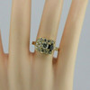 14K Yellow Gold D Shaped Custom Sapphire and Diamond Ring Size 7