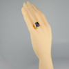 Vintage 14K Yellow Gold Synthetic Deep Blue Sapphire Ring Size 7.5 Circa 1950