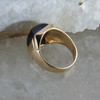 Vintage 14K Yellow Gold Synthetic Deep Blue Sapphire Ring Size 7.5 Circa 1950