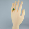 18K Yellow Gold Emerald and Cubic Zirconia Halo Ring Size 5.5 Circa 1970