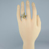 18K White Gold Modernist White and Canary Diamond Flower Ring Size 6 Circa 1990