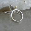 18K White Gold Modernist White and Canary Diamond Flower Ring Size 6 Circa 1990