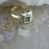 14K White & Yellow Gold Blue Topaz and Diamond Accent Ring Size 7 Circa 1980