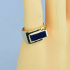 14K Yellow Gold Art Deco Style Lapis Lazuli Tile Ring Size 9 Circa 1970