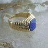14K Yellow Gold Chilean Lapis and Diamond Ring Size 10.5