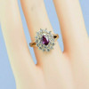 Vintage 14K Yellow Gold Ruby and Double Halo Ring Size 5 Circa 1960