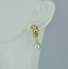 14K Yellow Gold Faux Pearl Drop Studs Circa 1990