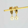 14K Yellow Gold Faux Pearl Drop Studs Circa 1990