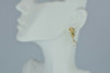 14K Yellow Gold Faux Pearl Drop Studs Circa 1990